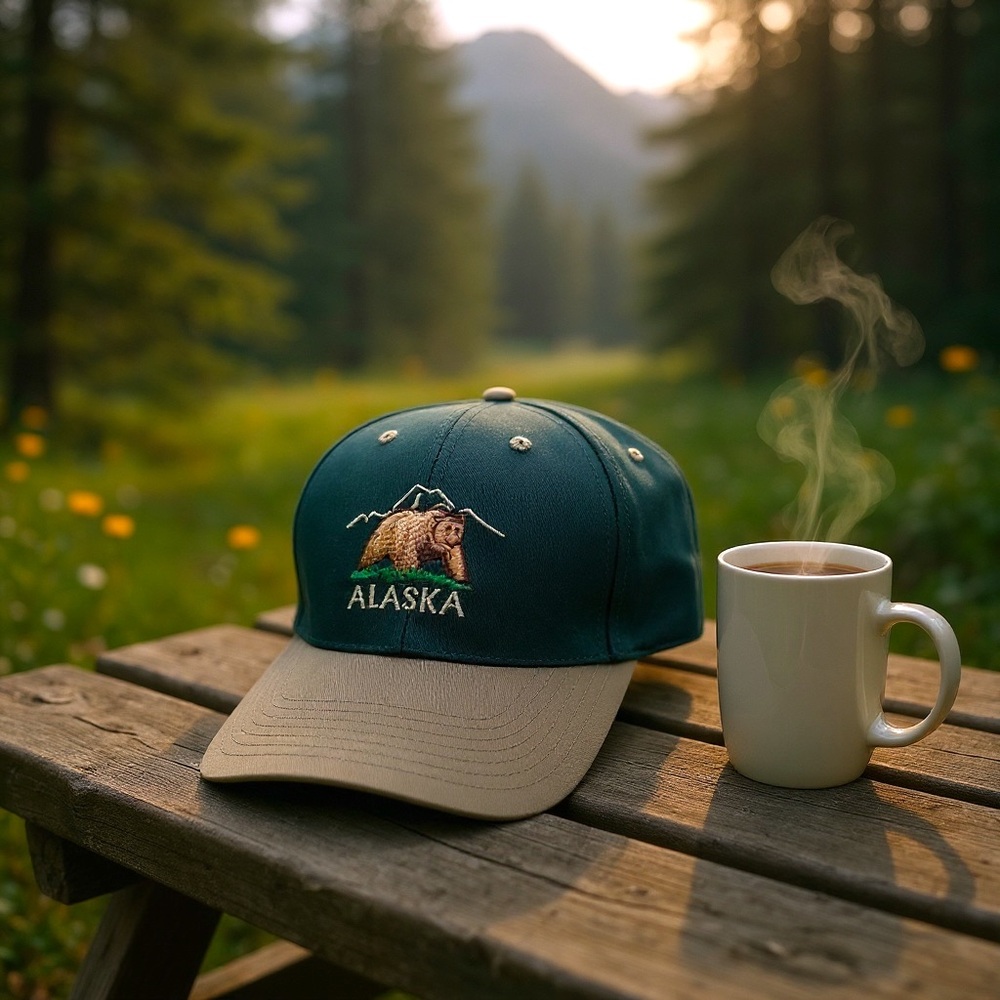 Alaska Shirt Company Snapback Green and Tan Alaska Embroidered Cap